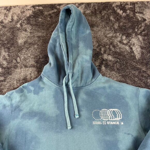 Stance Mercury Hoodie Tie Dye Sweatshirt Men's L Blue Fleece Lined Pullover - Picture 2 of 13